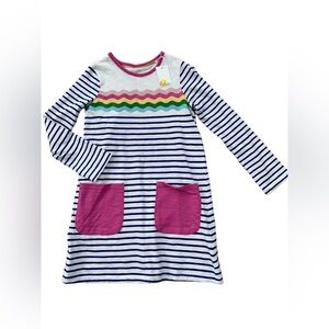 Mini Boden NWT Size 9-10 Years Long Sleeve Colorful Striped Pocket Dress